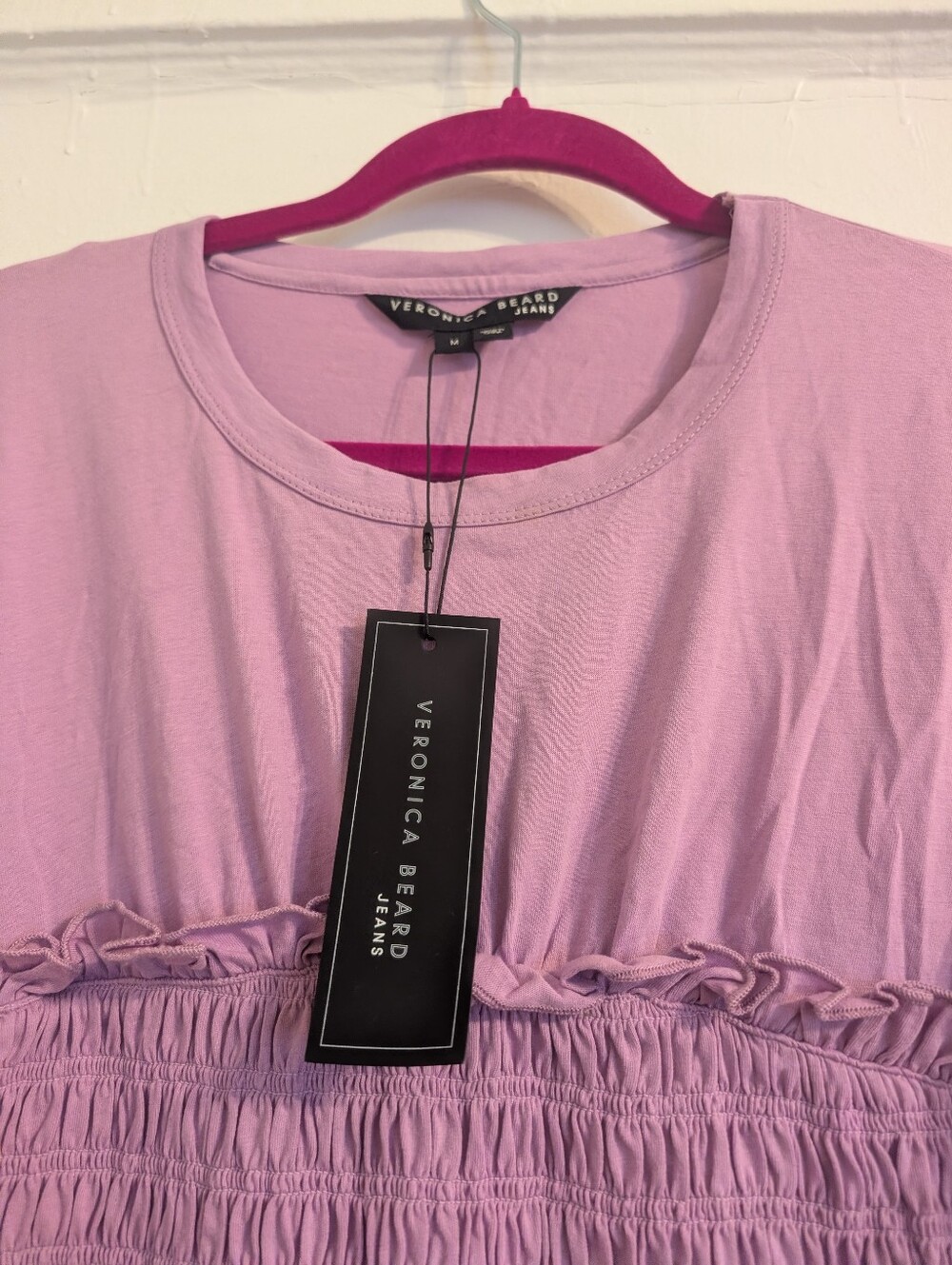 Veronica Beard NEW Violet Tshirt Dress-Medium With Shirring - Picture 4 of 6